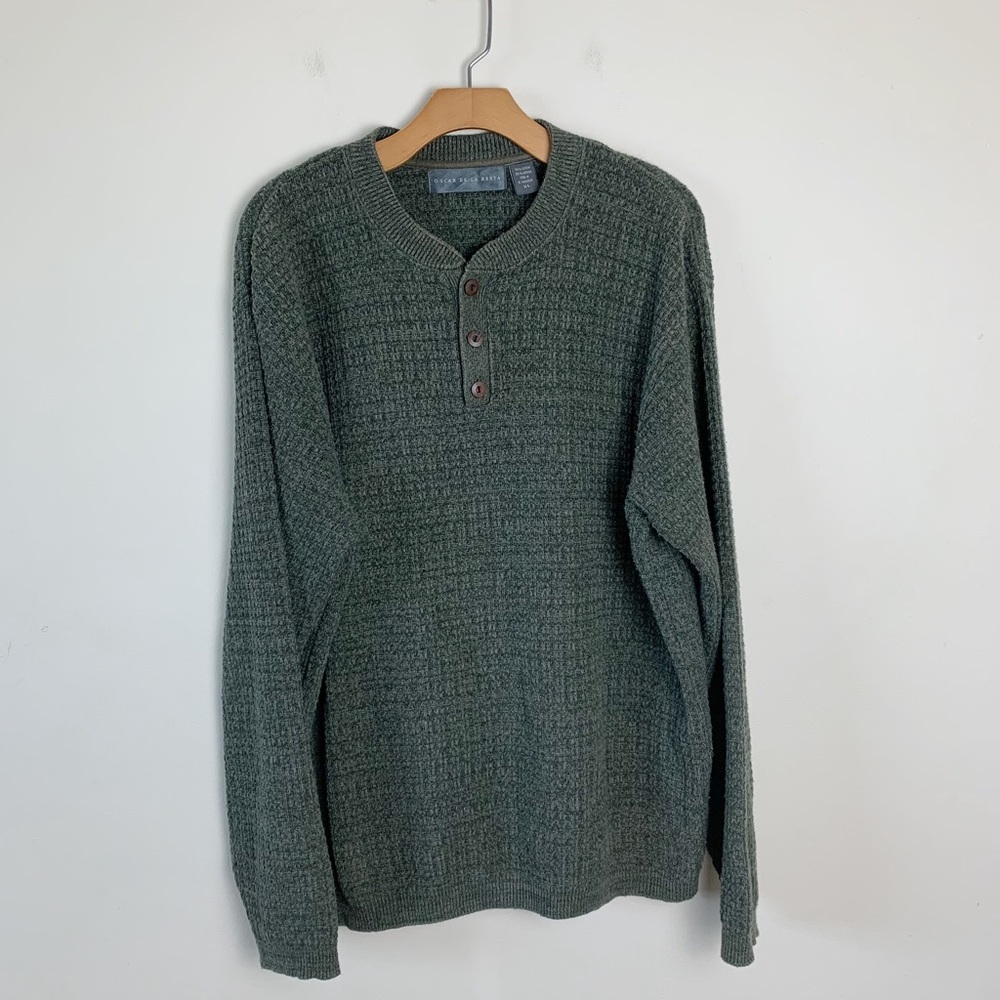Oscar de la Renta Green Crewneck Sweater